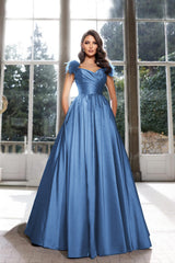 Tassel A-Line Long Prom Dress with Pleated Straps
