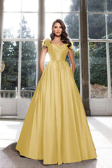 Tassel A-Line Long Prom Dress with Pleated Straps