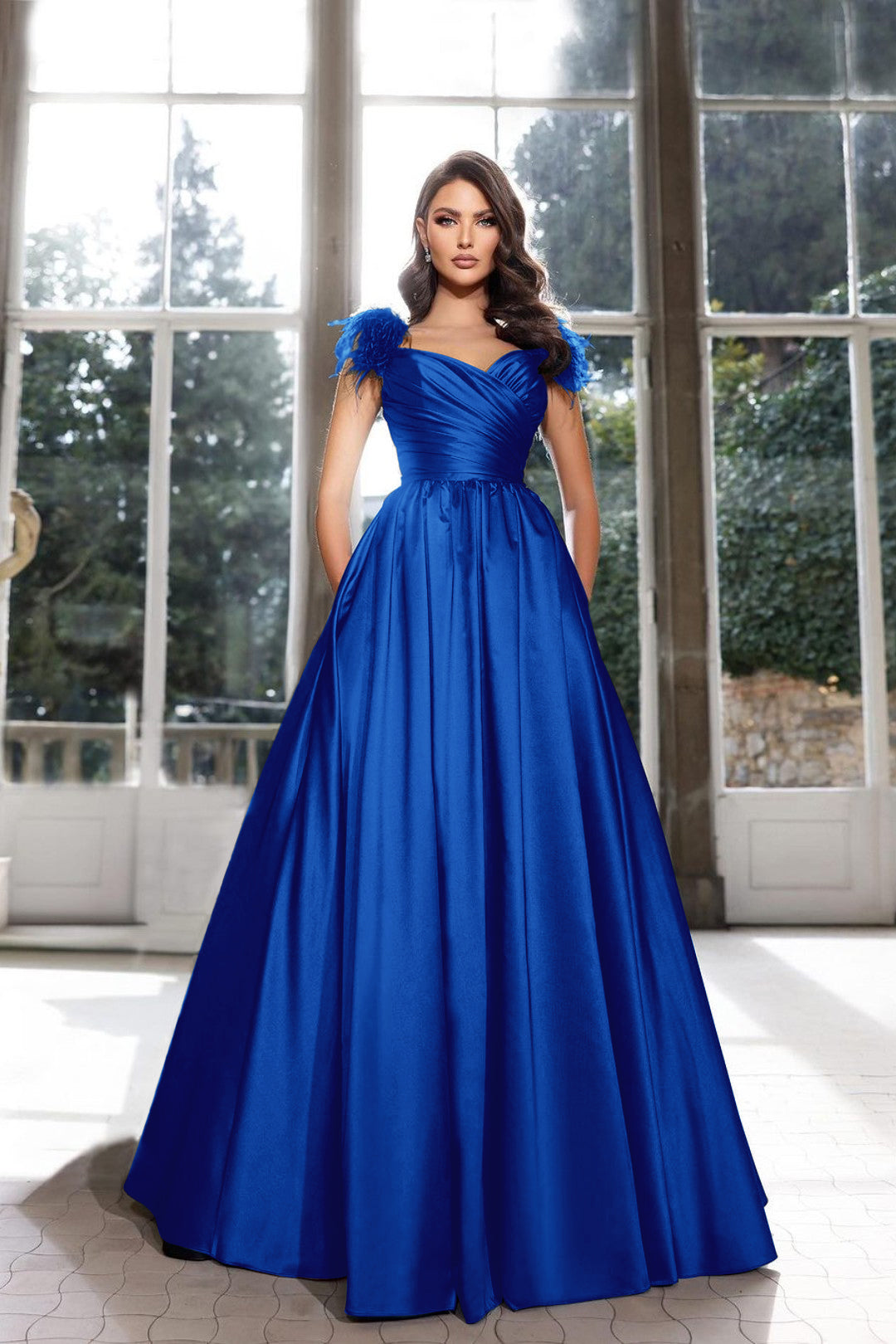 Tassel A-Line Long Prom Dress with Pleated Straps
