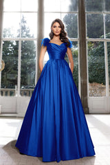 Tassel A-Line Long Prom Dress with Pleated Straps