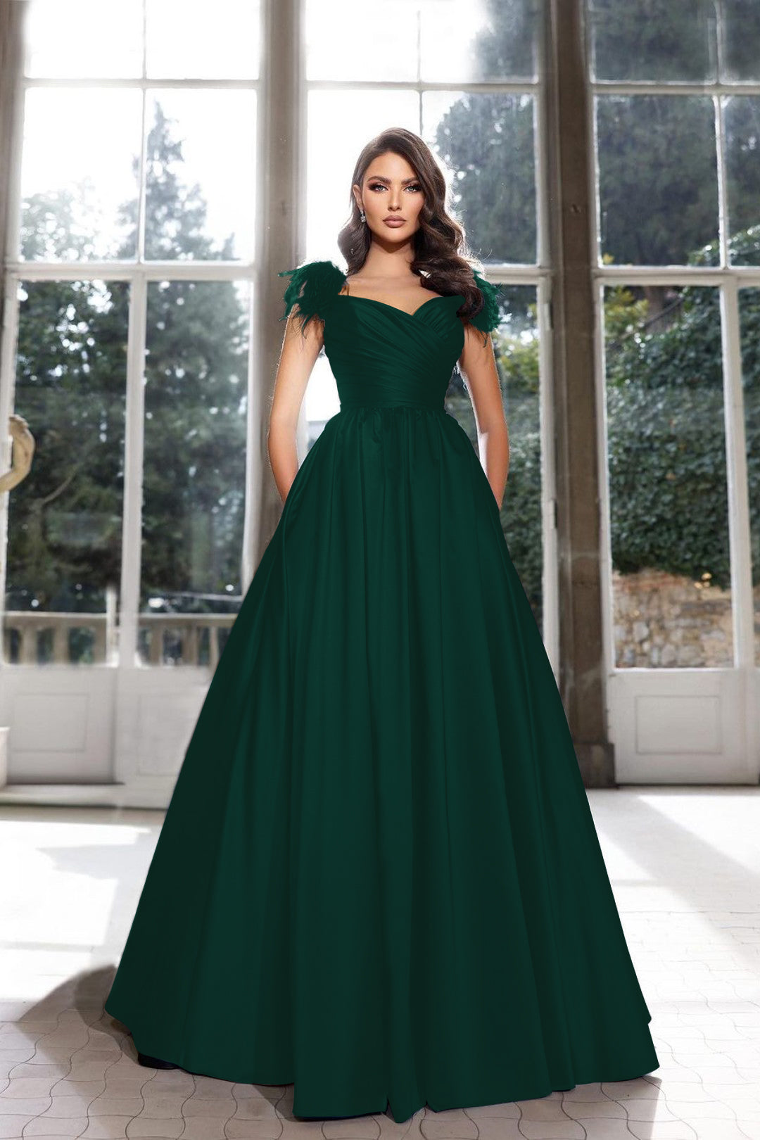 Tassel A-Line Long Prom Dress with Pleated Straps