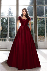 Tassel A-Line Long Prom Dress with Pleated Straps