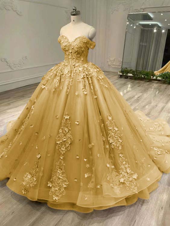 Tulle Off the Shoulder Long Prom Dress with Appliques