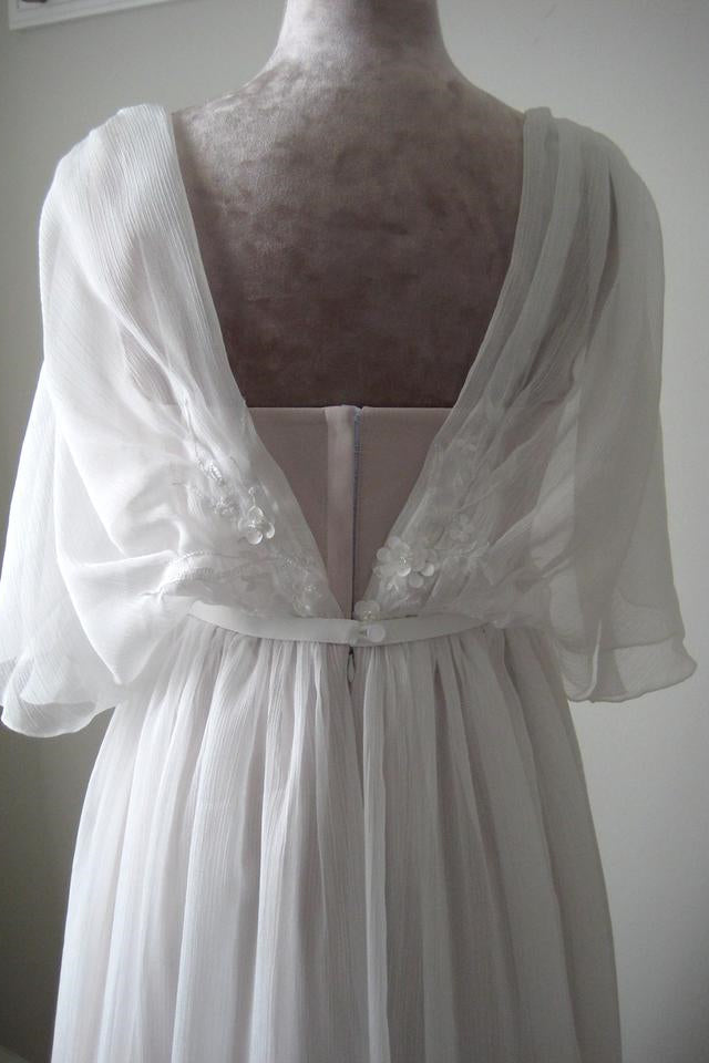 V-Neck A-Line Chiffon Lace Boho Wedding Dress with Belt