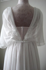V-Neck A-Line Chiffon Lace Boho Wedding Dress with Belt