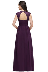V Neck A Line Off The Shoulder Chiffon Long Bridesmaid Dress