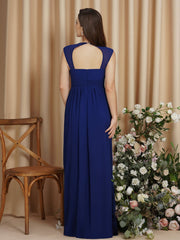 V Neck A Line Off The Shoulder Chiffon Long Bridesmaid Dress