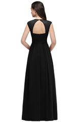 V Neck A Line Off The Shoulder Chiffon Long Bridesmaid Dress