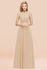 Vintage Sleeveless Lace Bridesmaid Dresses Affordable Chiffon Wedding Party Dress Online-Babyonlines