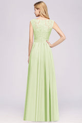 Vintage Sleeveless Lace Bridesmaid Dresses Affordable Chiffon Wedding Party Dress Online-Babyonlines
