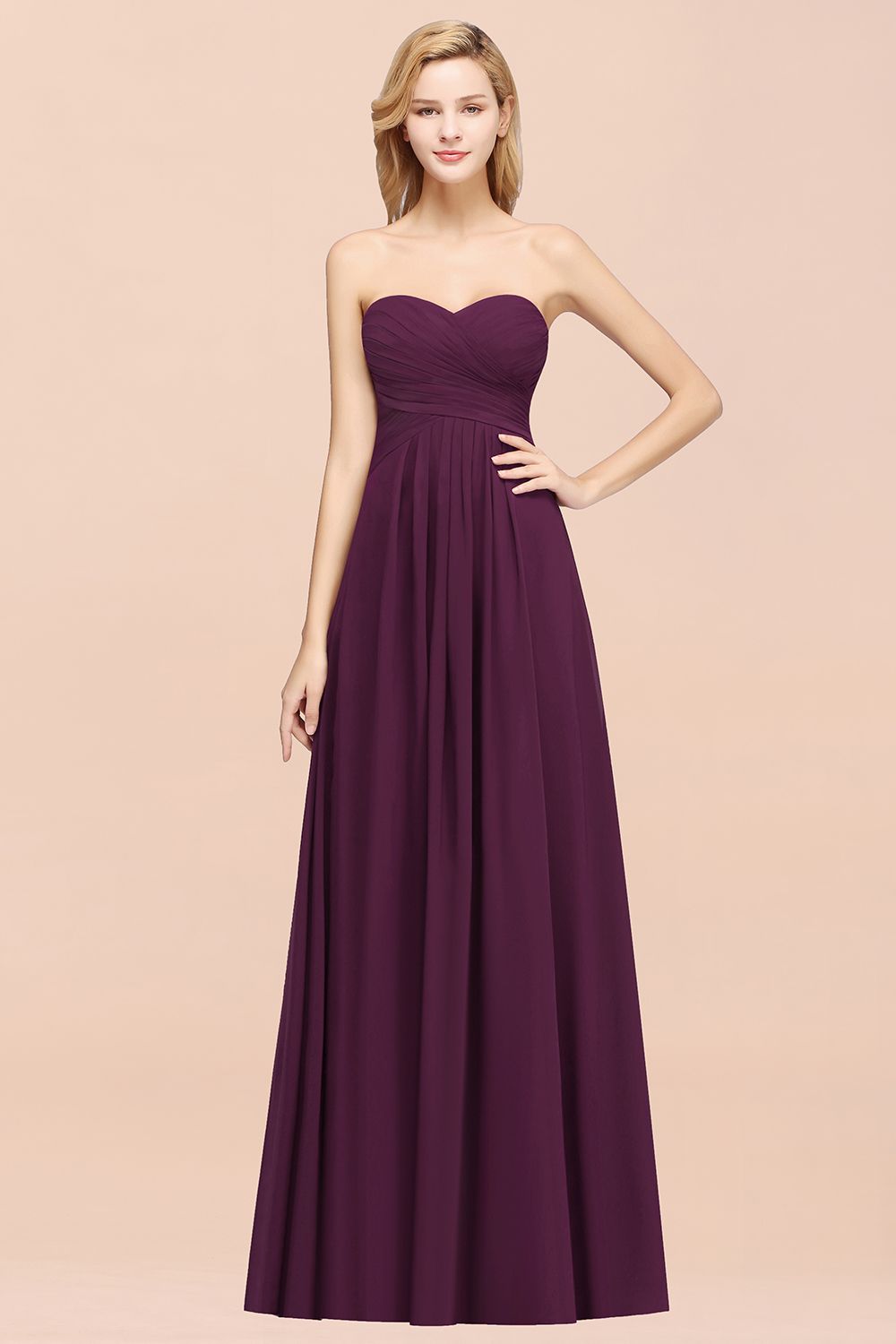 Vintage Sweetheart Long Grape Affordable Bridesmaid Dresses Online-Babyonlines