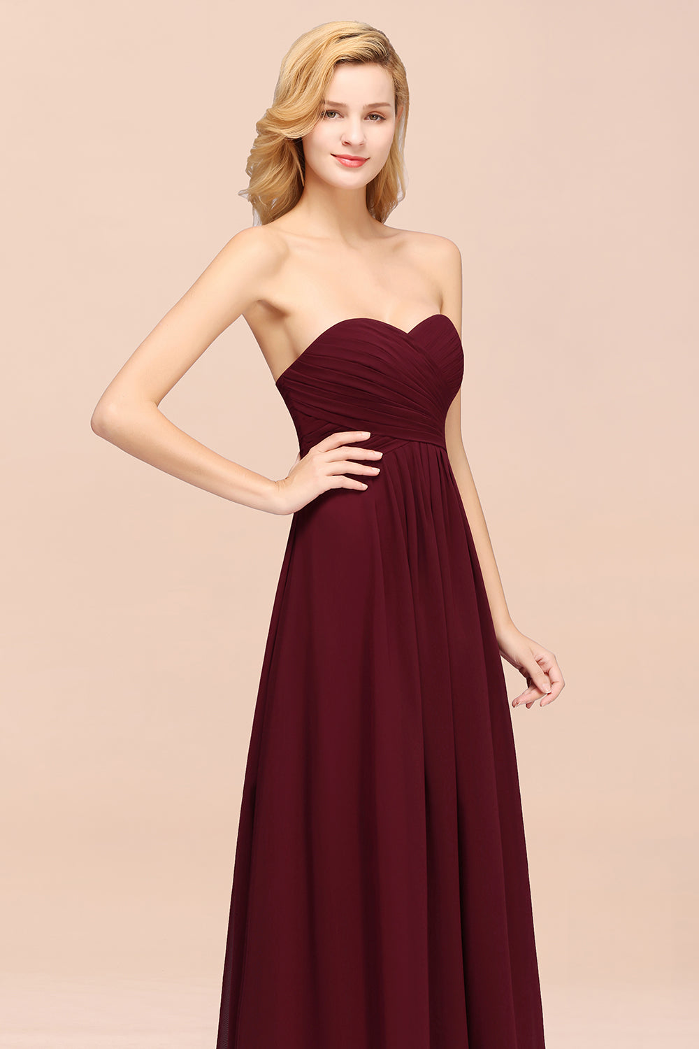 Vintage Sweetheart Long Grape Affordable Bridesmaid Dresses Online-Babyonlines