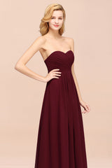 Vintage Sweetheart Long Grape Affordable Bridesmaid Dresses Online-Babyonlines