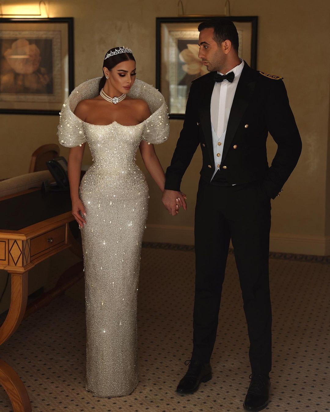 White Long Mermaid Wedding Dress with Sequins, Sleeveless with Beading