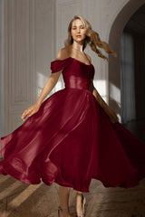 White Off the Shoulder Long Prom Dress with Pleated Details