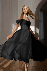 White Off the Shoulder Long Prom Dress with Pleated Details
