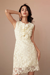 Babyonlines Yellow Elegant Sleeveless Short Lace Dresses
