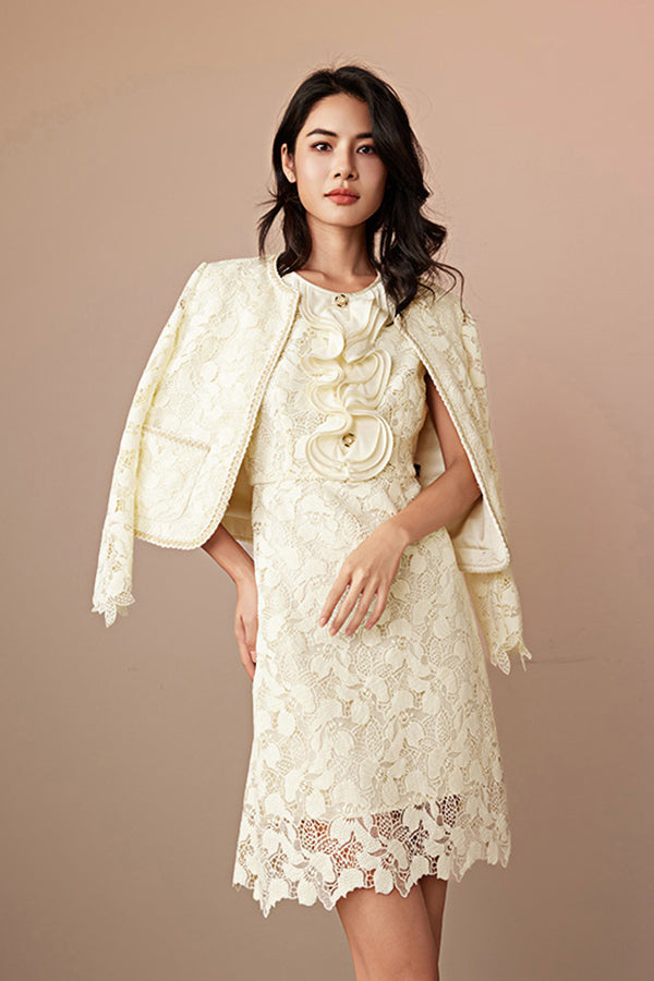 Babyonlines Yellow Elegant Sleeveless Short Lace Dresses