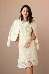 Babyonlines Yellow Elegant Sleeveless Short Lace Dresses