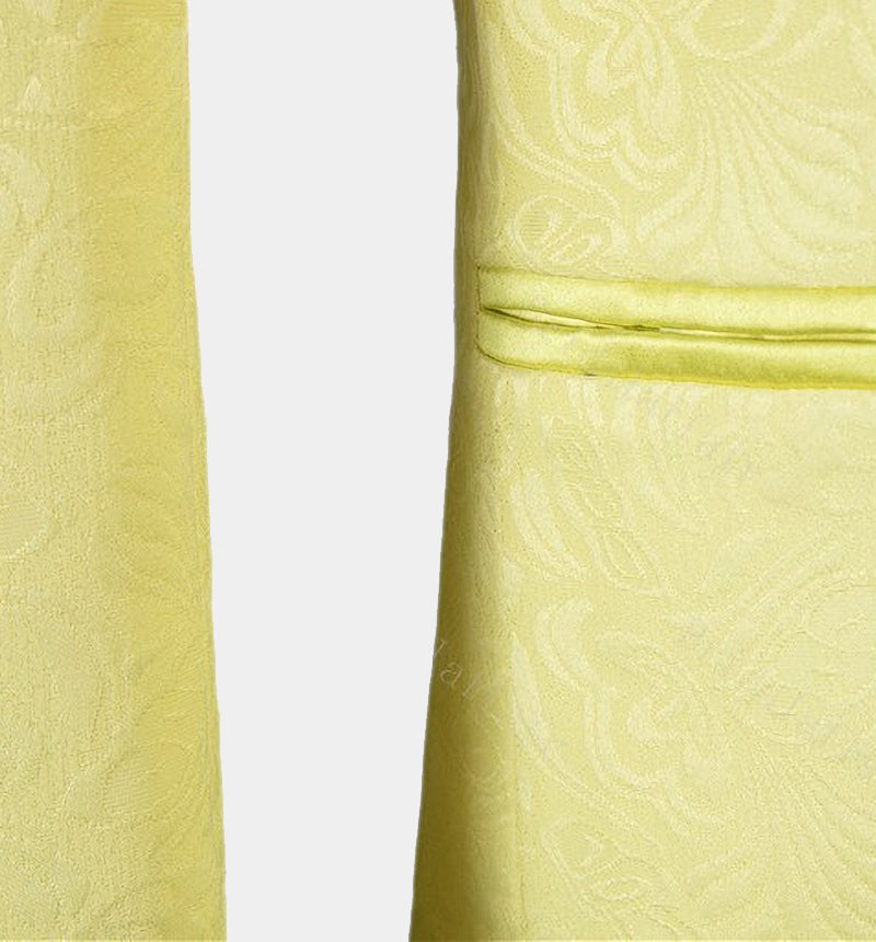 Yellow Jacquard Morning Suit - Three Pieces Notch Collar