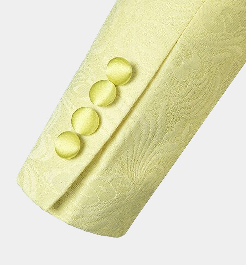 Yellow Jacquard Morning Suit - Three Pieces Notch Collar