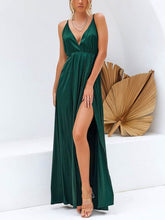 A-line Floor-length V-neck Lace Prom Dresses in Silk-like Satin