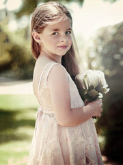 A-Line Lace Sashes Knee-Length Flower Girl Dress