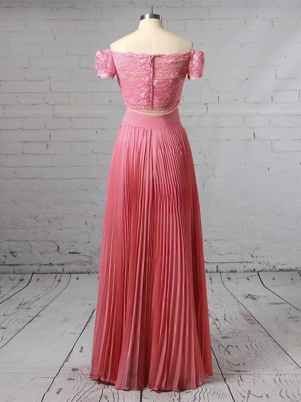 A-Line Off-the-Shoulder Chiffon Floor-Length Prom Dress with Sashes/Ribbons