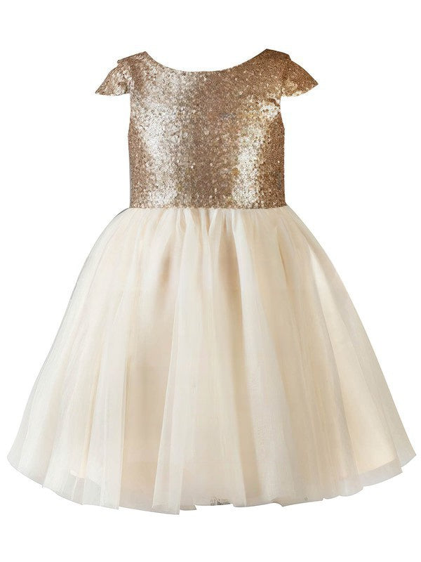 A-line Scoop Neck Tulle Sequined Sashes/Ribbons Flower Girl Dresses for Online Shopping