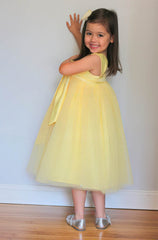 A-line Scoop Neck Tulle Tea-length Bow Flower Girl Dresses
