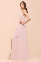 Affordable Blushing Pink Spaghetti Straps Ruffle Bridesmaid Dress-Babyonlines