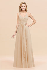 Affordable Chiffon Burgundy Bridesmaid Dress With Spaghetti Straps-Babyonlines