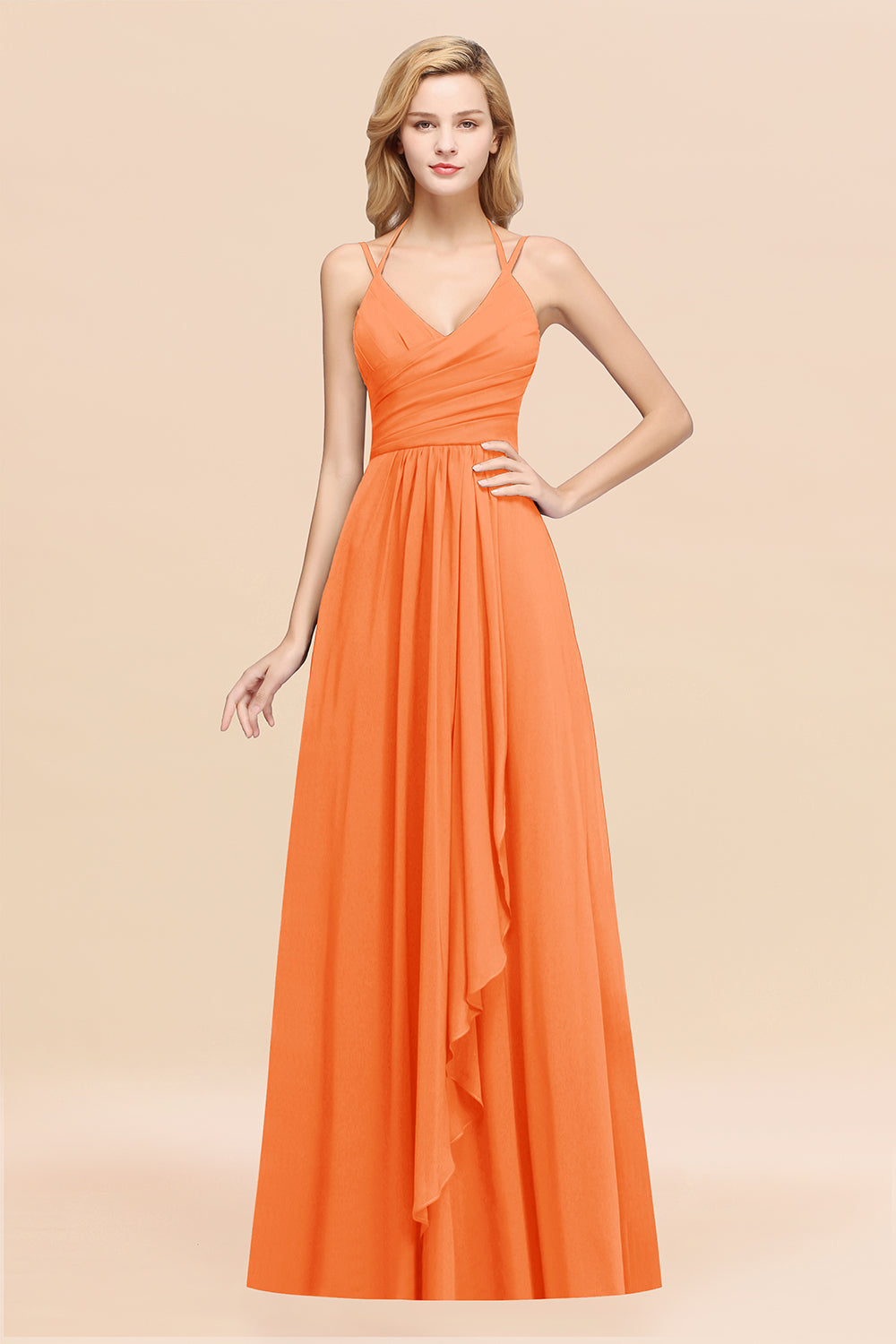 Affordable Chiffon Burgundy Bridesmaid Dress With Spaghetti Straps-Babyonlines