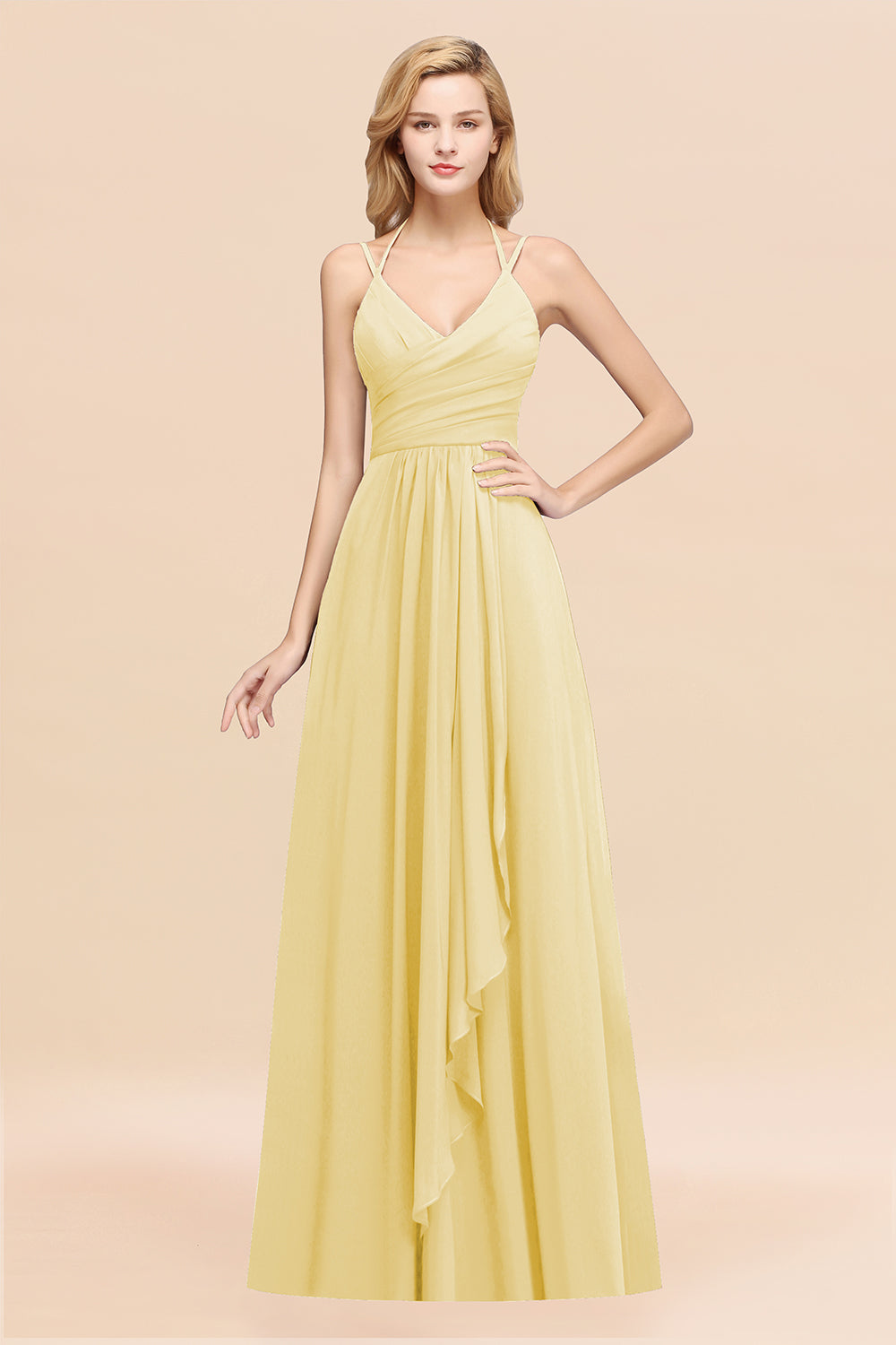 Affordable Chiffon Burgundy Bridesmaid Dress With Spaghetti Straps-Babyonlines