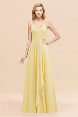 Affordable Chiffon Burgundy Bridesmaid Dress With Spaghetti Straps-Babyonlines