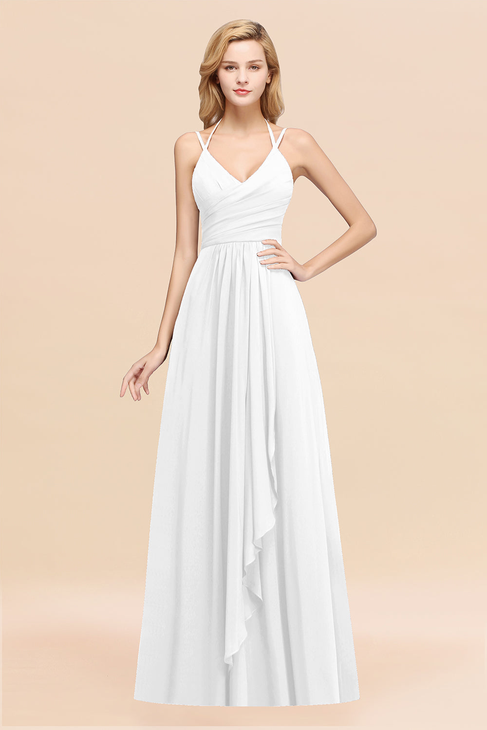 Affordable Chiffon Burgundy Bridesmaid Dress With Spaghetti Straps-Babyonlines