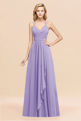 Affordable Chiffon Burgundy Bridesmaid Dress With Spaghetti Straps-Babyonlines