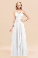 Affordable Chiffon Burgundy Bridesmaid Dress With Spaghetti Straps-Babyonlines