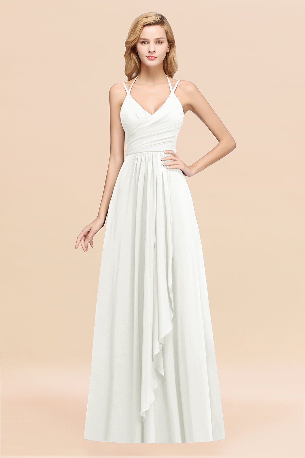 Affordable Chiffon Burgundy Bridesmaid Dress With Spaghetti Straps-Babyonlines