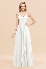 Affordable Chiffon Burgundy Bridesmaid Dress With Spaghetti Straps-Babyonlines