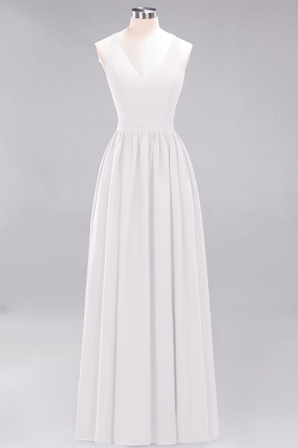Affordable Chiffon V-Neck Sleeveless Lace Bridesmaid Dress Online-Babyonlines