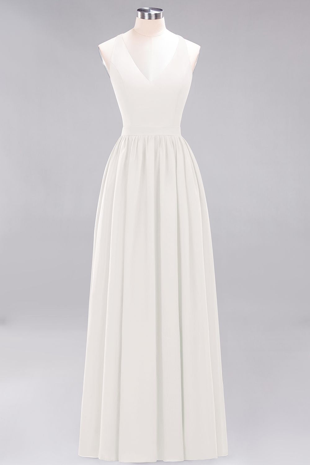 Affordable Chiffon V-Neck Sleeveless Lace Bridesmaid Dress Online-Babyonlines