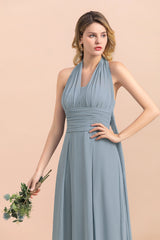 Affordable Dusty Blue Ruffle Convertible Bridemsiad Dress-Babyonlines