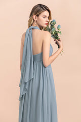 Affordable Dusty Blue Ruffle Convertible Bridemsiad Dress-Babyonlines