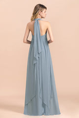 Affordable Dusty Blue Ruffle Convertible Bridemsiad Dress-Babyonlines