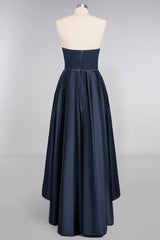Affordable Hi-Lo Strapless Satin Bridesmaid dresses Online-Babyonlines