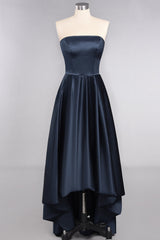 Affordable Hi-Lo Strapless Satin Bridesmaid dresses Online-Babyonlines