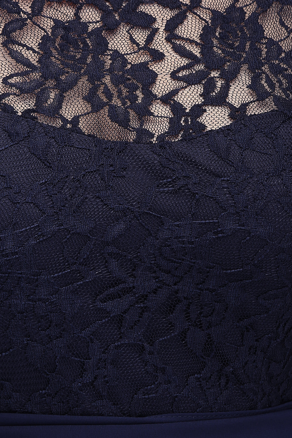 Affordable Lace Scoop Dark Navy Bridesmaid Dresses with Half-Sleeves-Babyonlines