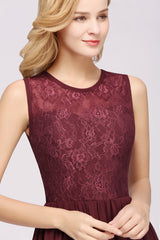 Affordable Sleeveless Lace Pink Bridesmaid Dress With Hollowout Back-Babyonlines