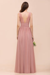 Affordable Sleeveless Ruffle Vintage Mauve Bridesmaid Dress-Babyonlines